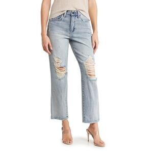 New CIRCUS NY Embellished Relaxed Straight Leg Jeans Lucky Charm Women's Size 24